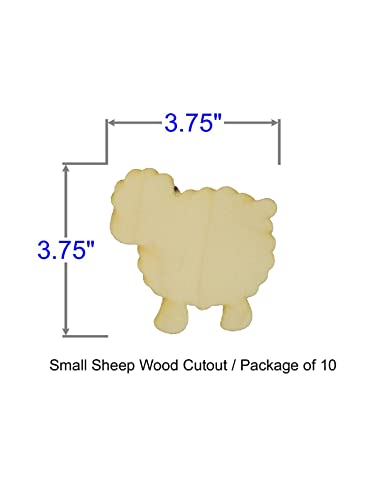 Unfinished Sheep Wood Cut Out Available in a Variety of Sizes and Thicknesses (1/4” Thickness, Small 3.75" x 3.75" (Package of 10)) - WoodArtSupply