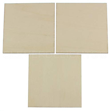 CleverDelights 4 Inch Wood Squares - 25 Pack - 3/32" Thick - 4" Unfinished Craft Pieces CleverDelights