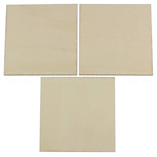 CleverDelights 4 Inch Wood Squares - 10 Pack - 3/32" Thick - 4" Unfinished Craft Pieces CleverDelights