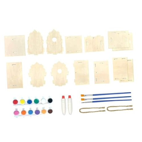 EXCEART 1 Set House Lanyard Wind Chime Kit Unfinished Arts Kits Kids Craft Wind Chime Pendant Wind Chime Ornament Wooden Arts Kits Child Indoor EXCEART