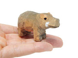 Selsela Hippo - Small Wooden Pygmy Hippopotamus Figurine - Africa River Horse Carving Handmade Decoration Miniature Animals Selsela