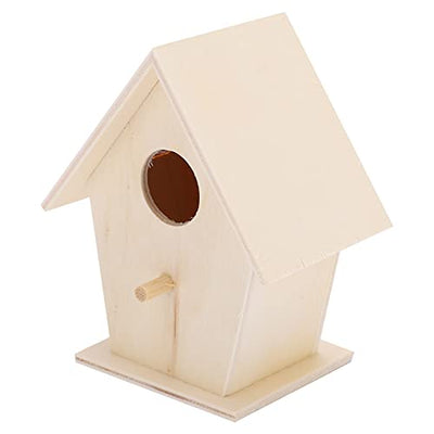 DIY Bird Feeder Houses, Wooden Bird House Unpainted Unfinished Birdhouse Hanging Bird House Hanging Birdhouse for Decorations Indoors Gardens(Single