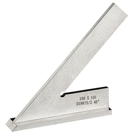 Boomgood 45 Degree Miter Square Machinist Engineer Square with Base DIN 875/2 Angle Ruler Hardened Steel 6x4 Inch, Silver ANGIEHAIE