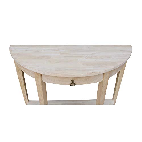 IC International Concepts Half Moon Console Table, 42 in W x 16 in D x 31 in H, Unfinished IC International Concepts