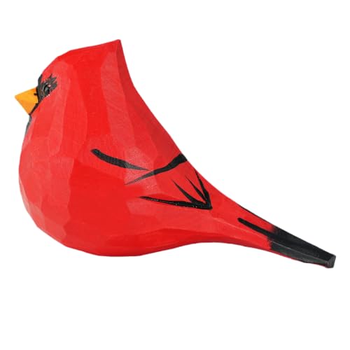 VIPbuy Handmade Wood Bird Figurines, Hand Carved Painted Wooden Bird Ornaments Crafts Home Office Desktop Decor Gifts (Male Cardinal) VIPbuy