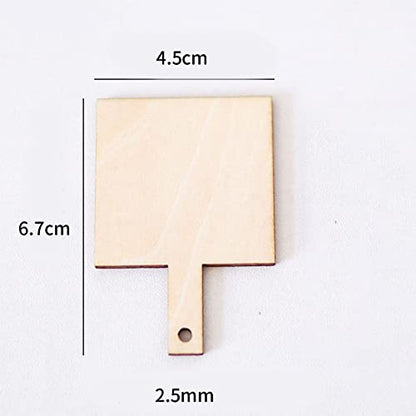 30 Pcs Mini Wooden Cutting Board with Handle,Unfinished Wood Blank Cutting Board, Paddle Chopping Board Small Kitchen Serving Board for Kitchen DIY