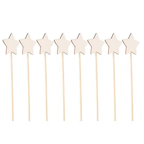 Zerodeko 8 Pcs DIY Fairy Wands, Make Your Princess Wands, Unfinished Wooden Star Fairy Sticks DIY Crafts Supplies Costume Dressing Props Party Favors Zerodeko