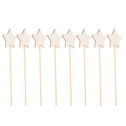 Zerodeko 8 Pcs DIY Fairy Wands, Make Your Princess Wands, Unfinished Wooden Star Fairy Sticks DIY Crafts Supplies Costume Dressing Props Party Favors - WoodArtSupply