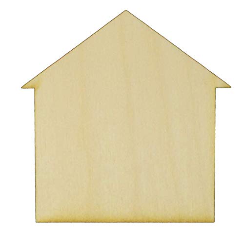 Unfinished House Wood Cut Out Available in a Variety of Sizes and Thicknesses (1/4” Thickness, Large 12" x 12" (Sold Individually)) - WoodArtSupply