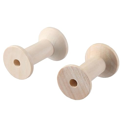 Uniquer 20Pcs Wooden Empty Thread Spools,Splinter- Free Unfinished Wood Spools Natural Wire Weaving Bobbins for Embroidery and Sewing Machines - WoodArtSupply