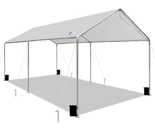 SAILARY Outdoor Heavy Duty Carport 10 X 20 Ft Heavy Duty Carport Car Canopy Portable Garage Tent Boat Shelter with Three Reinforced Steel Cables - SAILARY