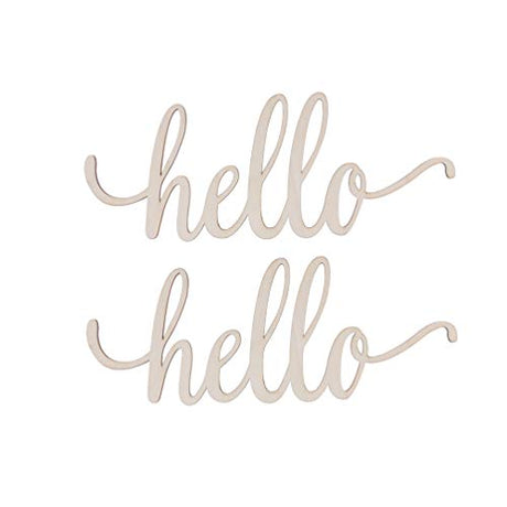 STOBOK 2pcs Wooden Hello Letter Signs Unfinished Wooden Hello Sign Rustic Wall Art Decoration Decorative Signs for Home Restaurant Wedding STOBOK