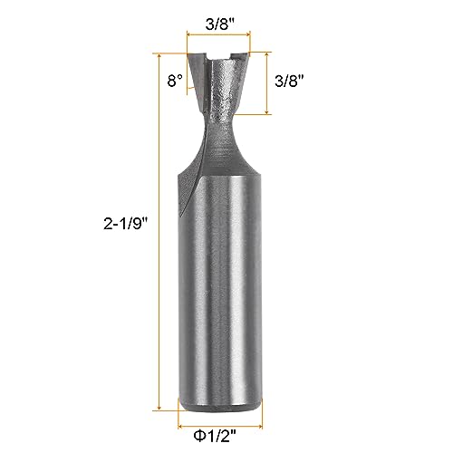 HARFINGTON Dovetail Router Bit 1/2" Shank 3/8" Dia Tungsten Carbide 8 Degree Dovetail Joint Joinery Bit for Drawer Cabinet Box Joints Making - WoodArtSupply