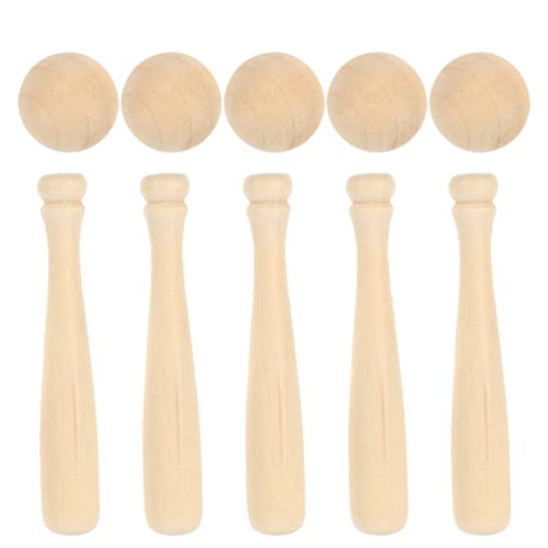 Toyvian Unfinished Mini Wooden Baseball Bats and Balls Unpainted Wood Baseball Bats for Scrapbooking and DIY Craft Projects - WoodArtSupply