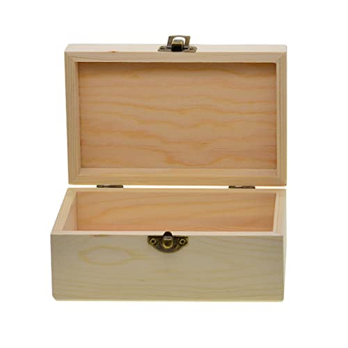 barenx 1 Piece Unfinished Pine Wood Box with Hinges And Front Lock - WoodArtSupply