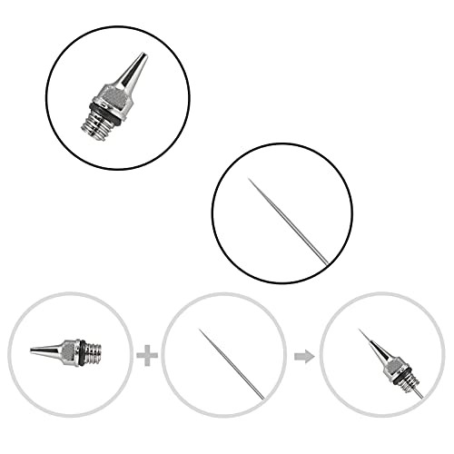 SAGUD Airbrush Nozzle Needle Cap 0.2mm 0.3mm 0.5mm Replacement Accessories Parts with Wrench for Air Brush Spray Gun Kit - WoodArtSupply