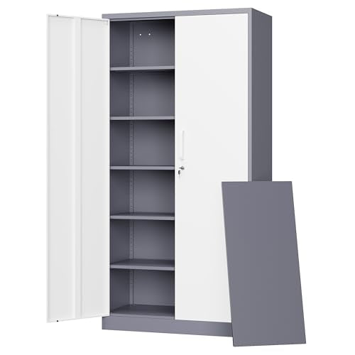 Letaya Metal Storage Cabinet with Lock Door, 71" Adjustable Shelf Steel Lockers for Office, Home,School,Garage Utility Tool Cabinet (2 - WoodArtSupply