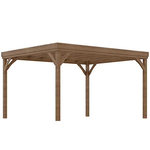 Outsunny 10' x 12' Outdoor Pergola, Wood Gazebo Grape with Concrete Anchors for Climbing Plant Support at Garden, Patio, Backyard, Deck, Brown Outsunny
