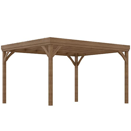 Outsunny 10' x 12' Outdoor Pergola, Wood Gazebo Grape with Concrete Anchors for Climbing Plant Support at Garden, Patio, Backyard, Deck, Brown Outsunny