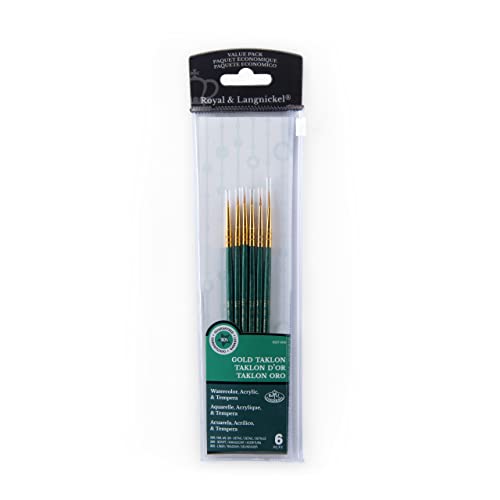 Royal & Langnickel Royal Zip N' Close Gold Taklon Detail 6-Piece Brush Set - WoodArtSupply