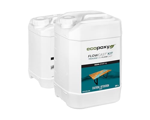 EcoPoxy FlowCast 30L Kit Epoxy Resin for Large Casting - Bio-Based, UV Stable, Low Odor - Casting Resin for Crafts - Epoxy Wood Filler for - WoodArtSupply