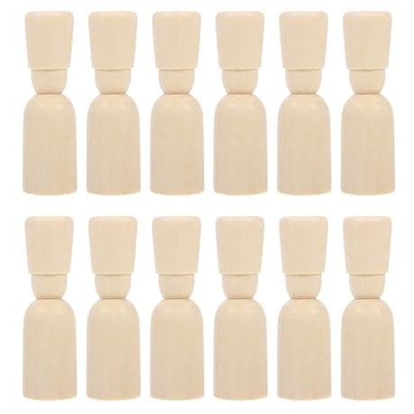 MAGICLULU 20pcs Wood Peg Doll Unfinished Wooden Dolls Blank Wooden Peg Dolls Natural Unpainted Wood Figures for Art Craft Painting DIY Projects MAGICLULU