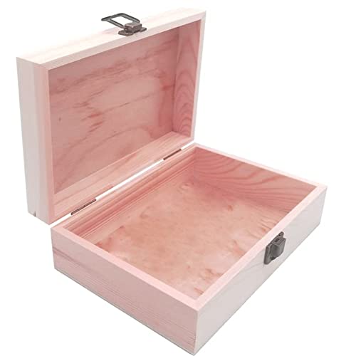 KYLER Unfinished Pine Wood Box - Large Wooden Boxes with Hinged Lid for Craft, DIY, Hobbies, Jewelry, Home Storage, 8 x 6 x 3 inch KYLER