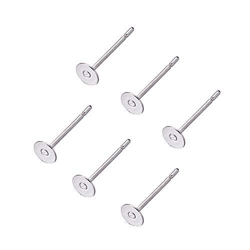Craftdady 500Pcs Stainless Steel Earring Posts 4mm Flat Pad Blank Tray Stud Earrings for Earring Jewelry Making Craftdady