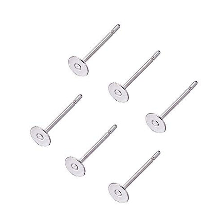Craftdady 500Pcs Stainless Steel Earring Posts 4mm Flat Pad Blank Tray Stud Earrings for Earring Jewelry Making Craftdady