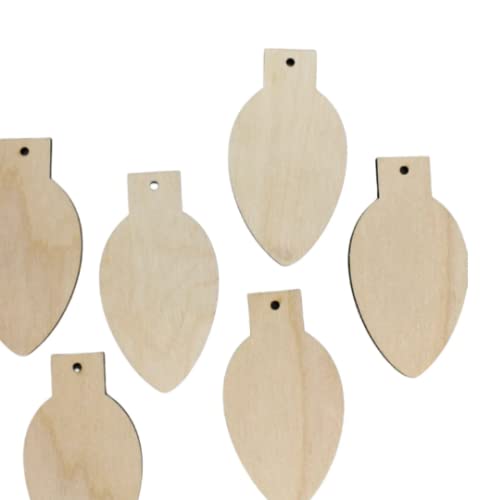 ALL SIZES BULK (12pc to 100pc) Unfinished Wood Laser Cutout Christmas Ornament Light Bulb Dangle Earring Jewelry Blanks Shape Crafts Made in Texas Texan Wood Crafts