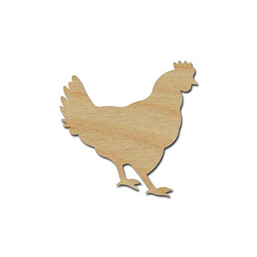 Chicken Hen Shape Unfinished Wood Cut Out 3" Inch 6 Pieces HEN03-06
