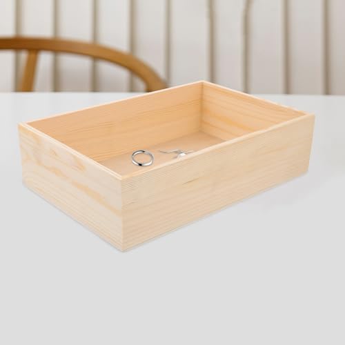 ABOOFAN Wooden Jewelry Tray, Jewelry Drawer Organizer 11x7inch Pine Wood Display Dish Unfinished Wood Trinkets Plate Small Rectangle Earring Holder ABOOFAN