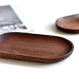 Mini Serving Tray for Jewellery Key Coin Set of 2, Oval Natural Wood Dessert Cup Tray, Small Wooden Cheese Plate, Tableware Decorative Tray (2) BWRMHME