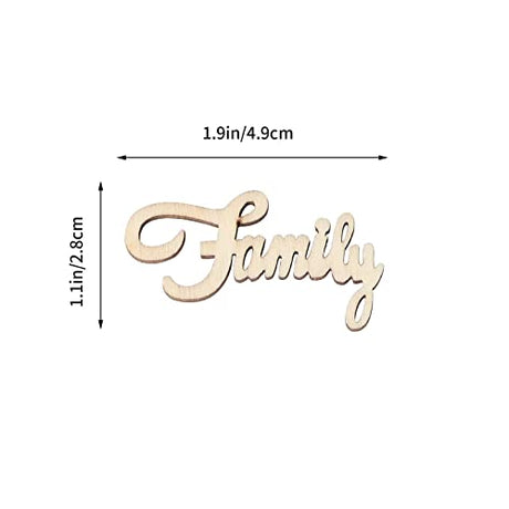 Amosfun 2x1.1'' Wedding Wooden Cutouts Mini Family Wooden Slices Embellishments for DIY Craft Decorations 15pcs Amosfun