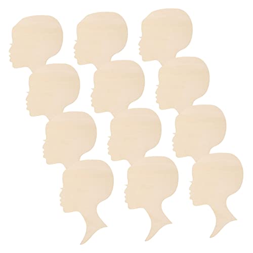 Toddmomy 48 Pcs Painting Wood Chips Hanging Wood Cutouts Wooden plaques Wooden Silhouette Heads Unfinished Wood Cutout Wooden Wreath Cutout DIY Toddmomy