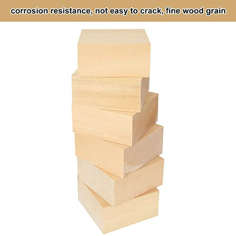 ACXFOND 6PCS 4x4x2 inch Basswood Carving Blocks, Unfinished Wood Blocks for Crafts, Unfinished MDF Wood Squares Wooden Blocks for Arts and Crafts ACXFOND