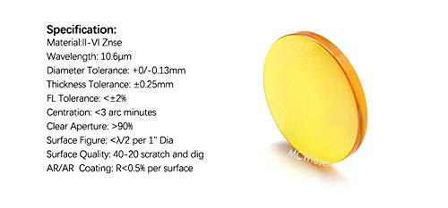 MCWlaser CVD ZnSe Focus Lens Dia: 19mm FL:4"/ 101.6mm For CO2 Laser Engraver Cutter 40W 50W 60W 80W 100W 130W 150W 180W 200W - WoodArtSupply