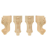 FarBoat 6" Height Unfinished Solid Wood Furniture Legs Replacement Sofa Couch Chair Feet Carved Wood Feet Coffee Table Cabinet Feet Set of 4 FarBoat