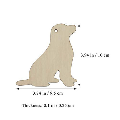 20pcs Wood Dog Cutouts DIY Craft Embellishments Little Puppy Unfinished Wood Gift Tags Ornaments for Wedding Dog Pet Party Christmas Decoration