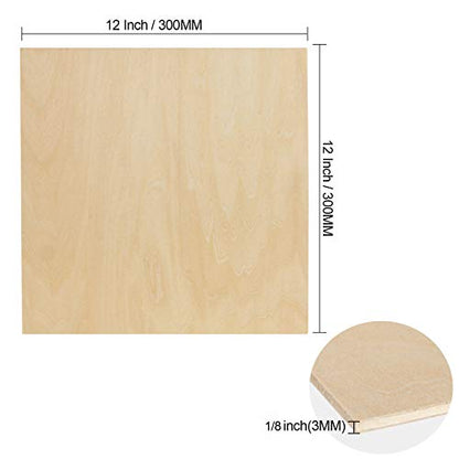 12 Pack 11.8 × 11.8 Inch Basswood Sheets Thin Wood Sheets Plywood Board Basswood Sheets 1/8 inch Square Unfinished Wood Boards for Crafts, DIY