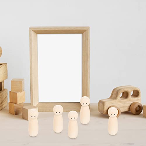 Tofficu 10pcs Wooden Peg Dolls Unfinished Wooden People Unpainted Puppet Blank Natural Wood Doll Marionette Bodies Miniature Family Figures for DIY Tofficu