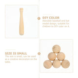 Toyvian Unfinished Mini Wooden Baseball Bats and Balls Unpainted Wood Baseball Bats for Scrapbooking and DIY Craft Projects Toyvian