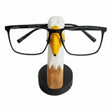 Red Dollar Handmade Wood Carved Animal Eyeglass Holder, Cute Sunglasses Display Stand, Nightstand Home Office Desk Decor, Christmas Holiday New Year Red Dollar