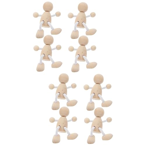 Tofficu 8 Pcs Unfinished Wooden Doll Unfinished Wooden Figurines Wooden Peg Dolls DIY Peg Dolls Unfinished Peg People Kids Mannequin Kids Toys Tofficu