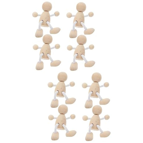 Tofficu 8 Pcs Unfinished Wooden Doll Unfinished Wooden Figurines Wooden Peg Dolls DIY Peg Dolls Unfinished Peg People Kids Mannequin Kids Toys Tofficu