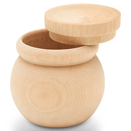 Woodpeckers Bean Pot Wood Trinket Box 2-inch x 2-1/4-inch, Pack of 3 DIY Memory Box, Craft Wood Box Unfinished to Paint for Decor - WoodArtSupply