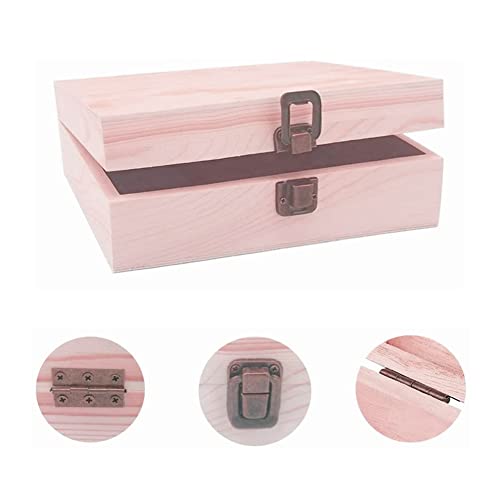 KYLER Unfinished Pine Wood Box - Large Wooden Boxes with Hinged Lid for Craft, DIY, Hobbies, Jewelry, Home Storage, 8 x 6 x 3 inch KYLER