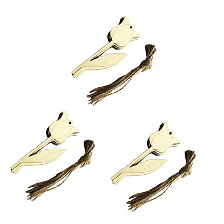 SEWACC 30pcs Tulip Wood Cutouts Unfinished Detailed Spring Flower Wood Cutout Hanging Wooden Flower Tags Tulip Decorations for Painting Spring Craft SEWACC