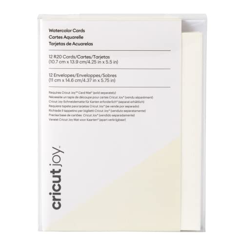 Cricut Cold-Press Watercolor Cards, R20 (12ct) Customizable Blank Greeting Cards with Envelopes, Create Personalized Birthday Cards, Thank You Cards Cricut