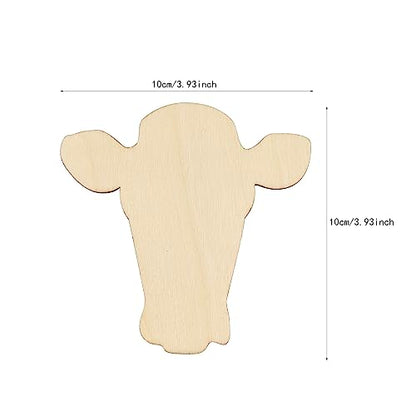 32 Pack Wood Cow Head Door Hanger Cutouts Unfinished Wooden Cow Head Door Hanger Ornaments DIY Cow Head Tags for Home Party Decoration Craft Project